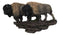 Native American Brown Bison Buffalo Herd On Pasture Wall Sculpture Relief 14"L