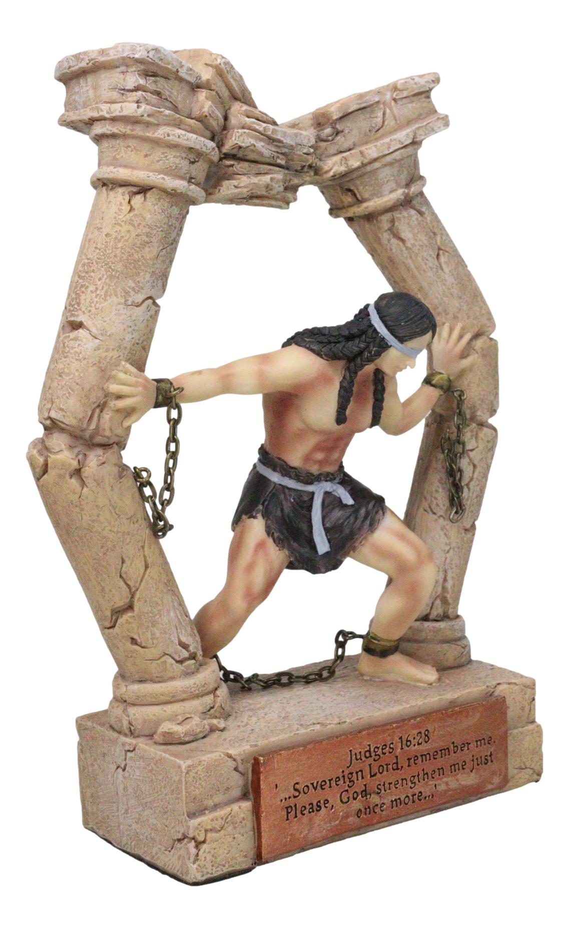Judeo Christian Book of Judges Samson Last Prayer Tearing Down Pillars Figurine
