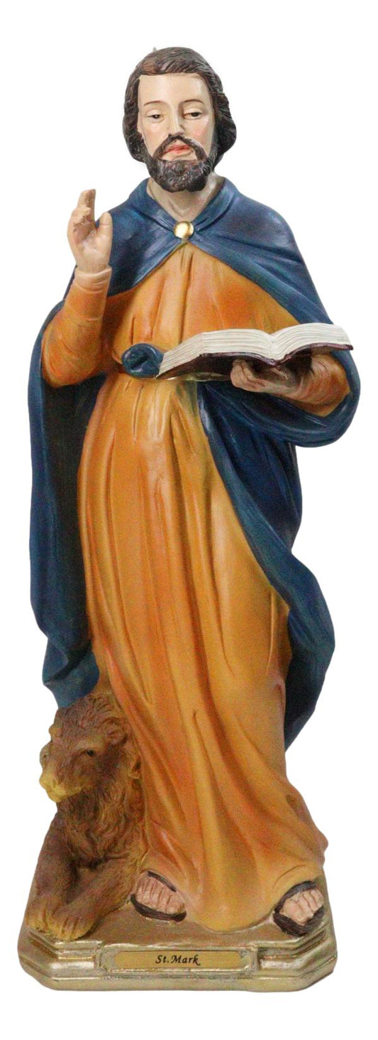 Christian Apostle Of Jesus Saint Mark The Evangelist with Lion Figurine 8"H