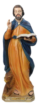 Christian Apostle Of Jesus Saint Mark The Evangelist with Lion Figurine 8"H