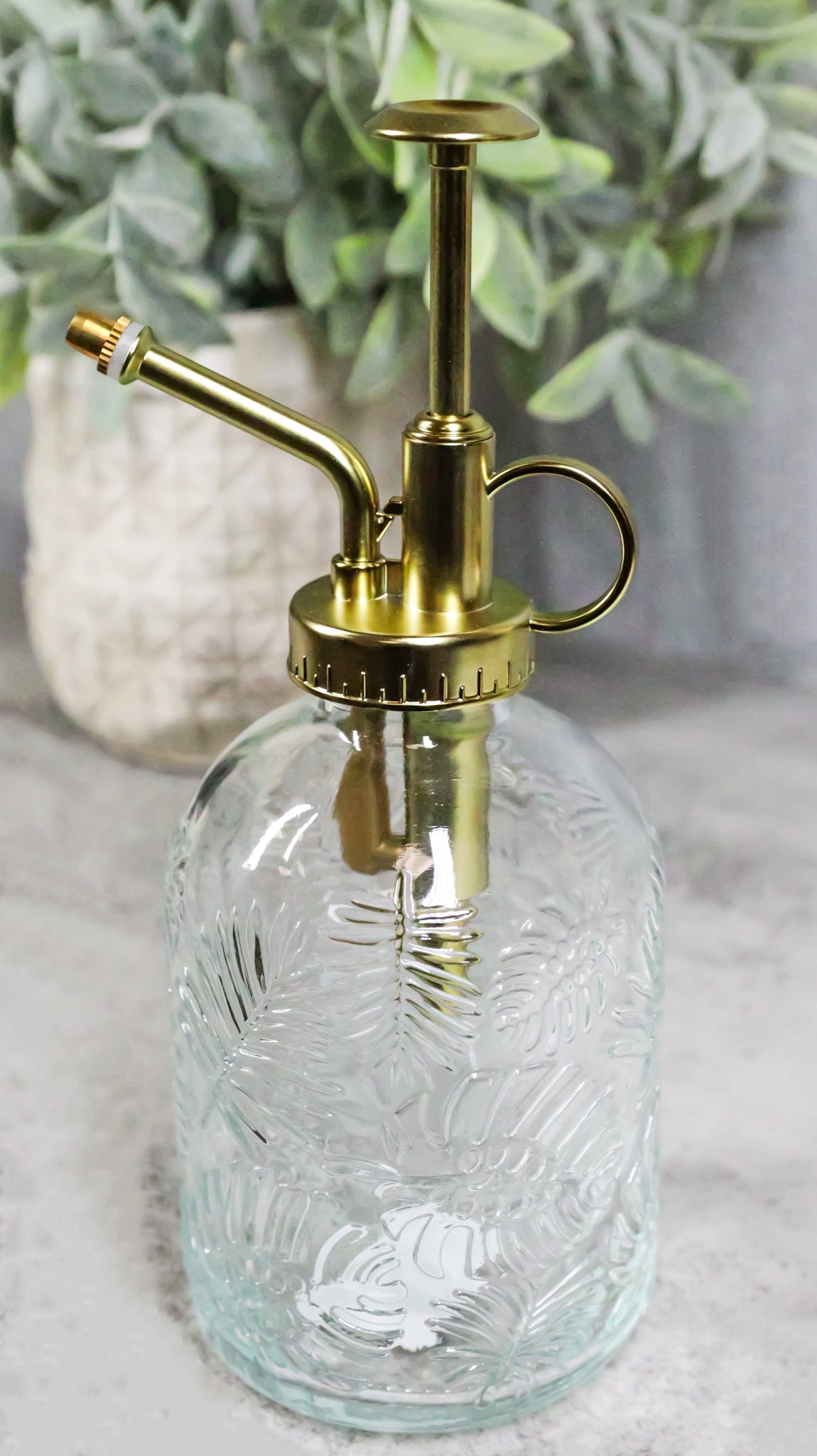 Ribbed Glass Floral Vintage Home Botanical Flowers Plant Mister Spray Ornament