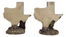 Set Of 2 Western Texas Map Cowboy Boots Cow Skull Horseshoe Cactus Figurines