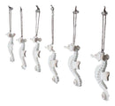 Set Of 6 Antique White Seahorses Ocean Marine Wall Hanging Decor Tree Ornaments