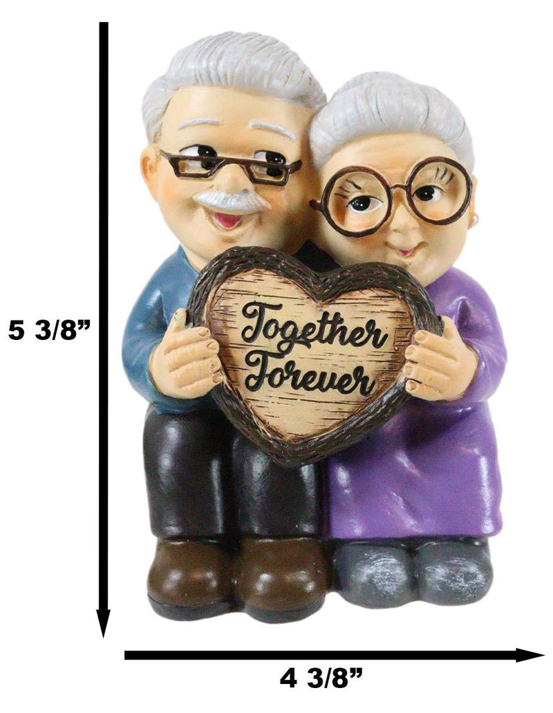 Grandpa And Grandma Old Couple With Together Forever Heart Sign Shelf Sitter