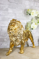 Large Gold Finish African Safari Regal Lion King of The Jungle Figurine 22.5"L