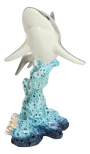 Nautical Marine Wildlife Great White Shark Swimming Over Sea Coral Reef Statue