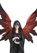 Hooded Cloak Dark Angel On Pentagram Ritual Floor Holding Crystal Ball Figurine