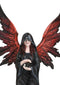 Hooded Cloak Dark Angel On Pentagram Ritual Floor Holding Crystal Ball Figurine