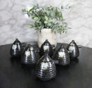 Set Of 6 Charcoal Grey Hakumu Tenmoku Porcelain Soy Sauce Shoyu Flask Dispensers