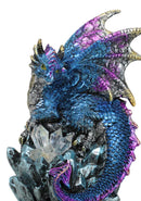 Blue Ocean Atlantis Dragon Perching On Crystal Rock Cavern Small Figurine