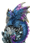 Blue Ocean Atlantis Dragon Perching On Crystal Rock Cavern Small Figurine