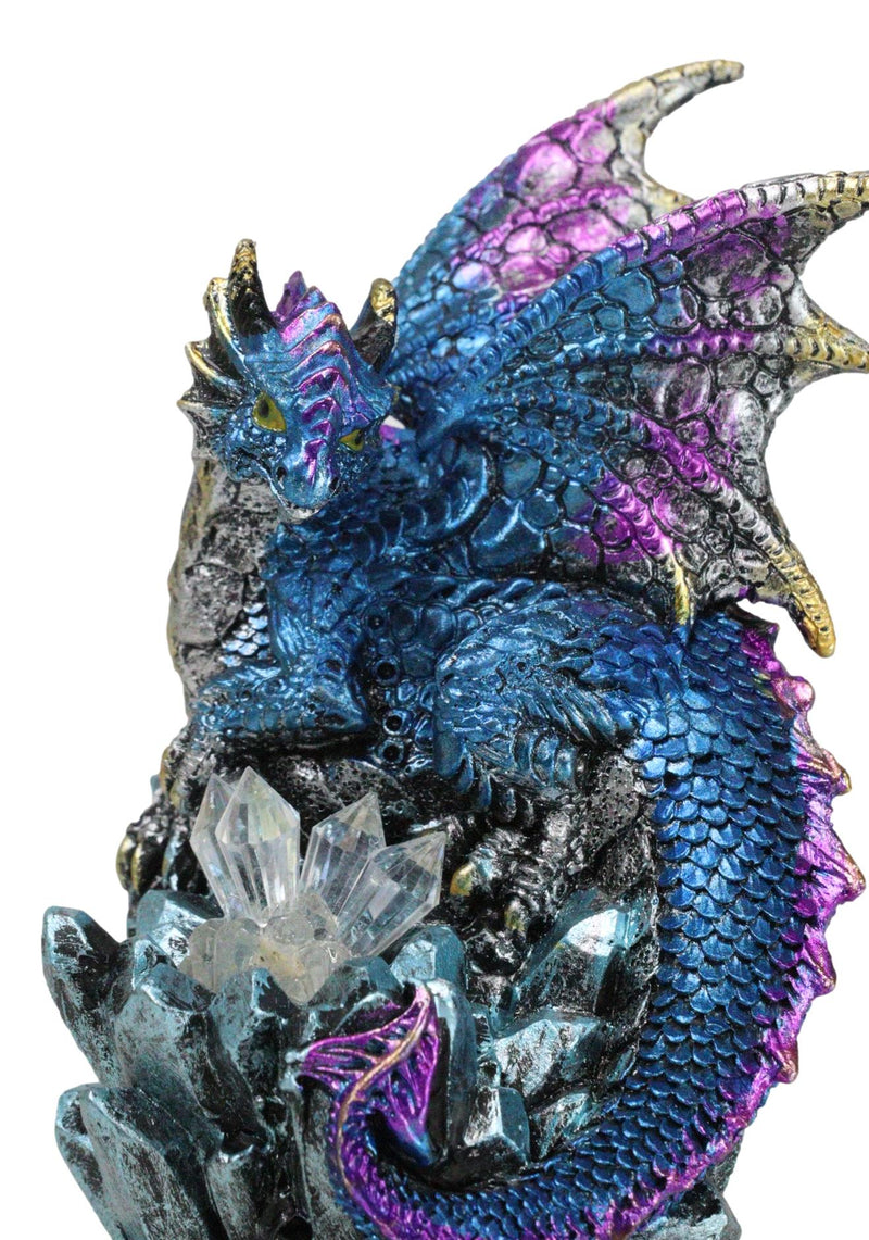 Blue Ocean Atlantis Dragon Perching On Crystal Rock Cavern Small Figurine