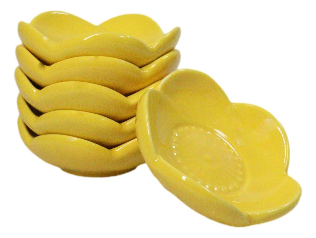 Ebros Set of 6 Yellow Sakura Cherry Blossom Porcelain Sauce Dishes 3 Inch