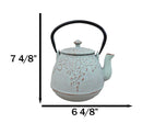 Rustic Mint Green Leaves Design Cast Iron Tetsubin Teapot With Enamel Liner 32oz
