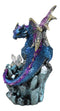 Blue Ocean Atlantis Dragon Perching On Crystal Rock Cavern Small Figurine