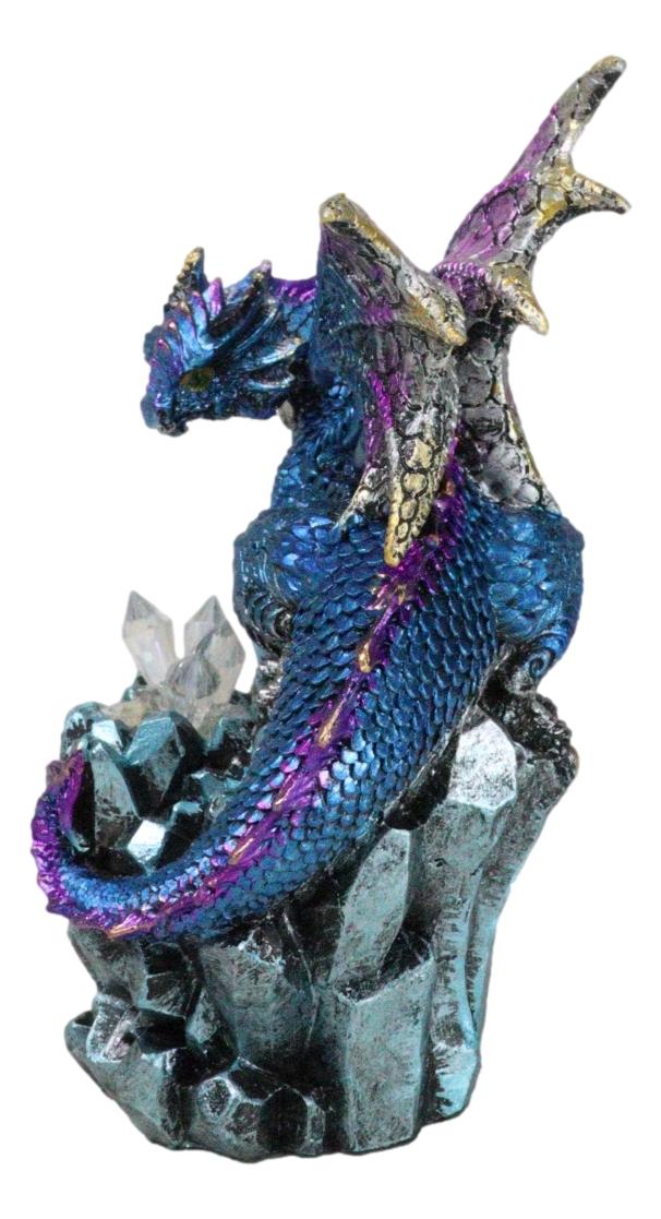 Blue Ocean Atlantis Dragon Perching On Crystal Rock Cavern Small Figurine