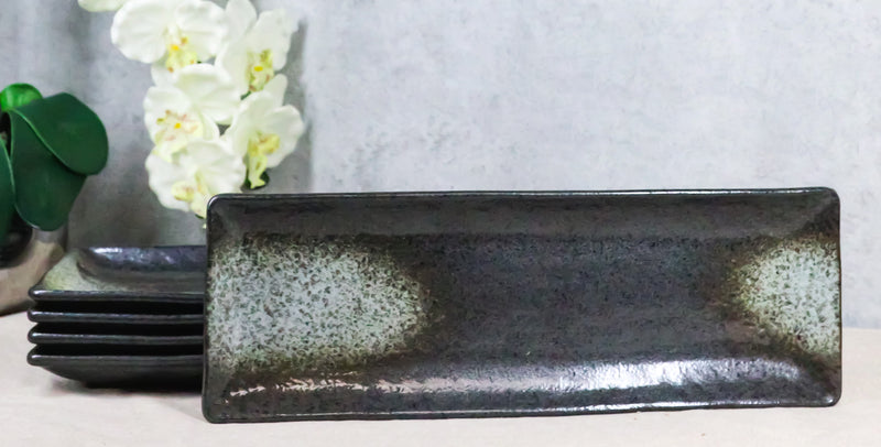 Pack Of 5 Charcoal Grey Tone Hakumu Collection Rectangular Serving Platters 14"L