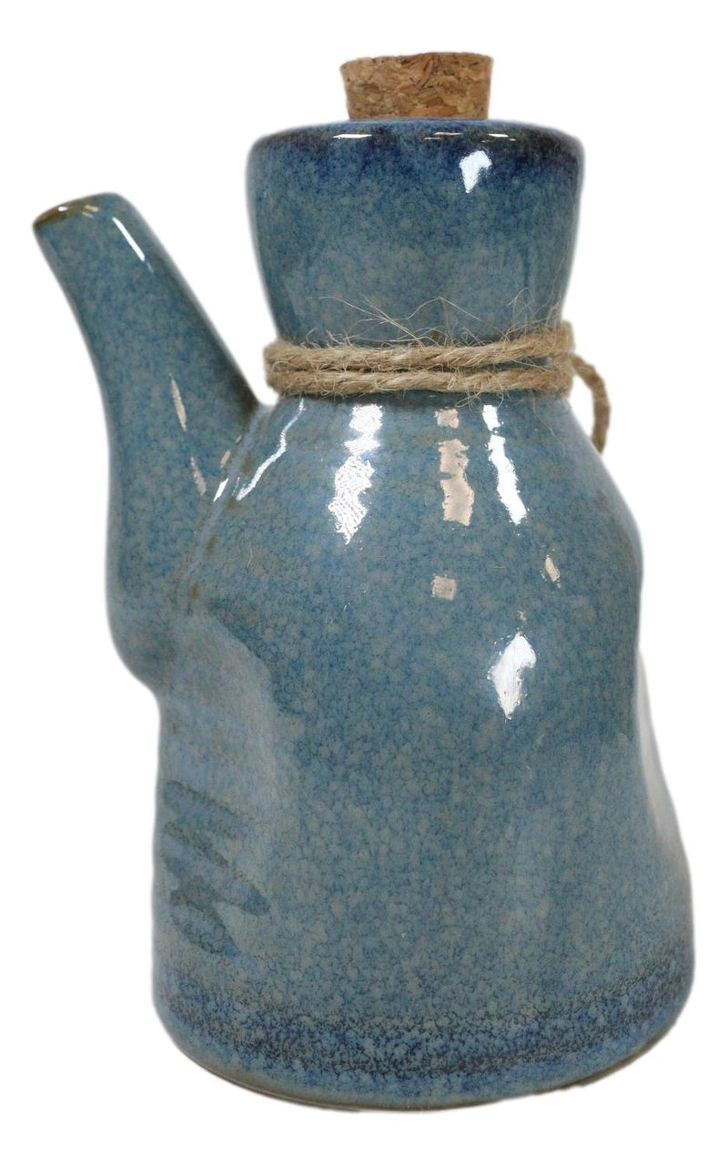 Pack of 6 Porcelain Cool Blue Soy Sauce Vinegar Condiment Dispenser Flask 7oz