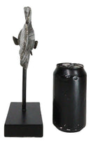 Marine Silver Tone Diamond-Tail Flasher Wrasse Fish Sculpture With Pole Stand