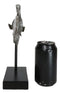 Marine Silver Tone Diamond-Tail Flasher Wrasse Fish Sculpture With Pole Stand