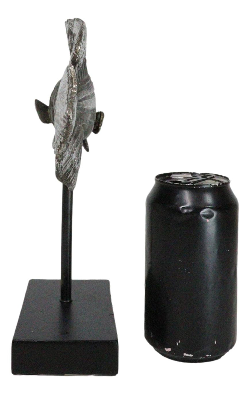 Marine Silver Tone Diamond-Tail Flasher Wrasse Fish Sculpture With Pole Stand