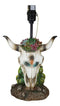 Rustic Western Cow Skull With Floral Succulents Feathers And Cactus Table Lamp