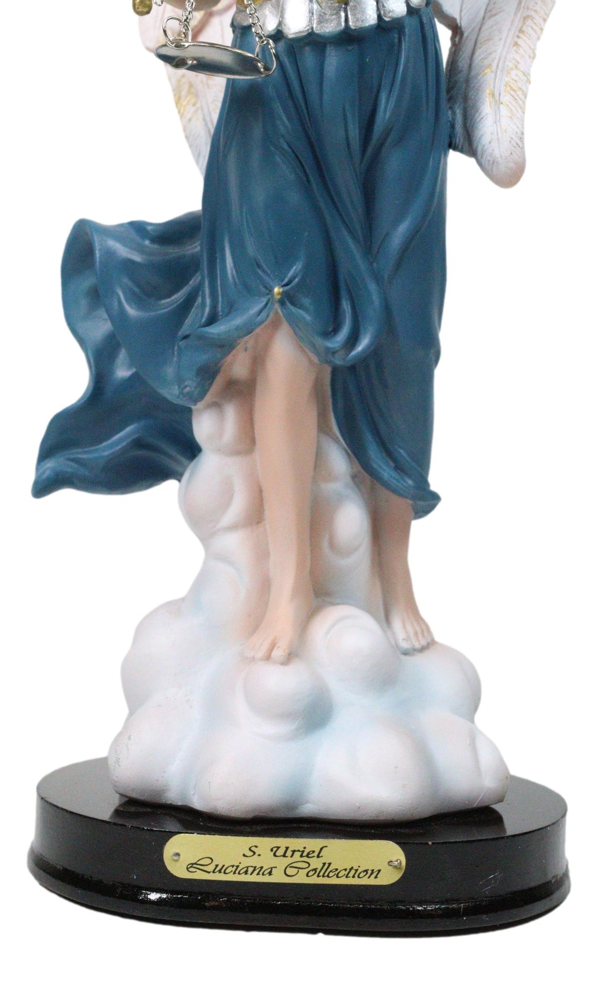Archangel Saint Uriel Holding Torch and Scales of Justice Figurine With Base 12"