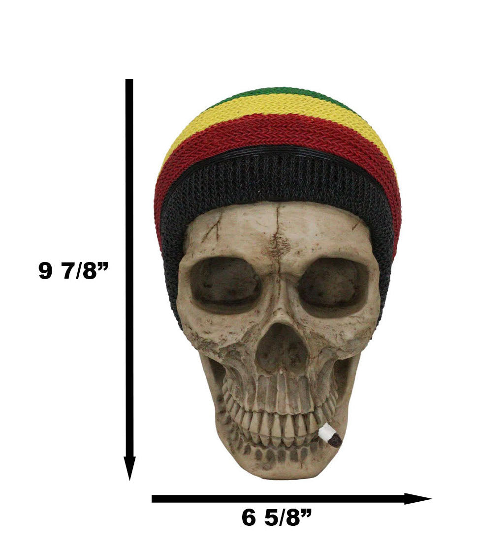 Gypsy Day of The Dead Rasta Skull With Beanie Hat Smoking Stash Wall Decor