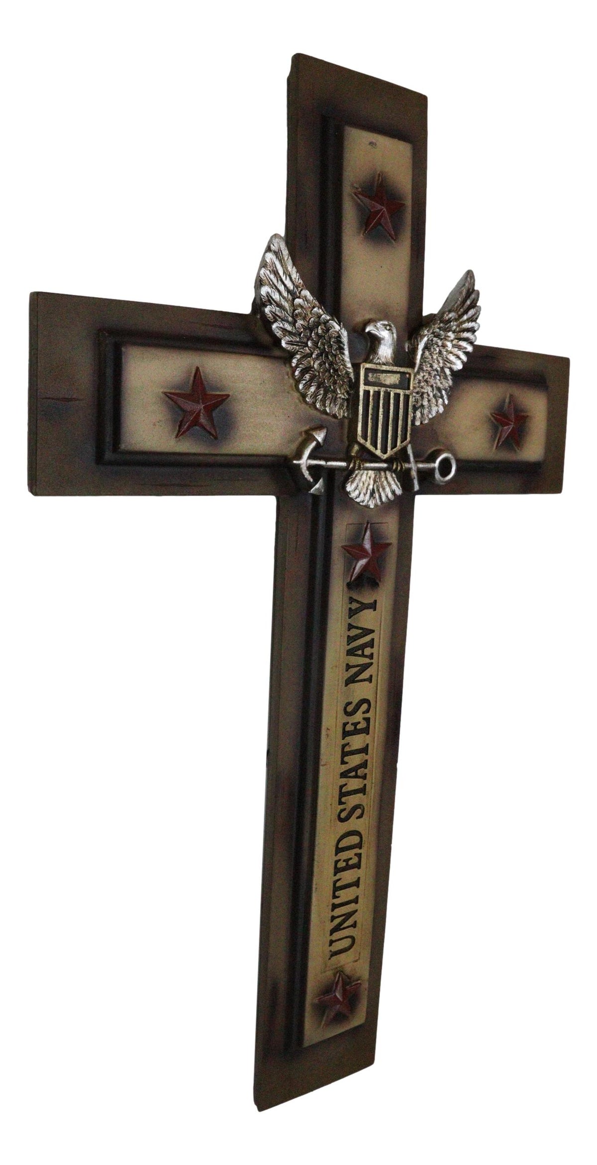 Large Patriotic United States Navy Eagle and Anchor Emblem Wall Cross Plaque