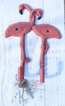 Pack Of 2 Tropical Paradise Pink Flamingo Birds 2 Pegs Double Wall Hook Decor