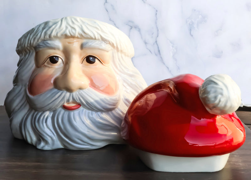 Whimsical North Pole Jolly Santa Claus Christmas Ceramic Cookie Jar Figurine