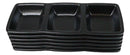 Pack Of 6 Black Silk Melamine 3 Partition Condiment Sauce Dipping Bowl or Dishes