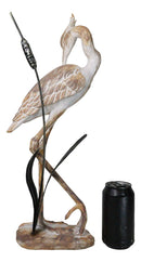 Nautical Marine Majestic Heron by Reed Distressed Faux Wood Finish Sculpture 19"
