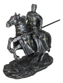 Suit of Armor Crusader Knight With Long Spear Riding On Cavalry Horse Figurine