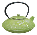 Green Dragonfly Traditional Cast Iron Tetsubin Teapot With Enamel Liner 37oz