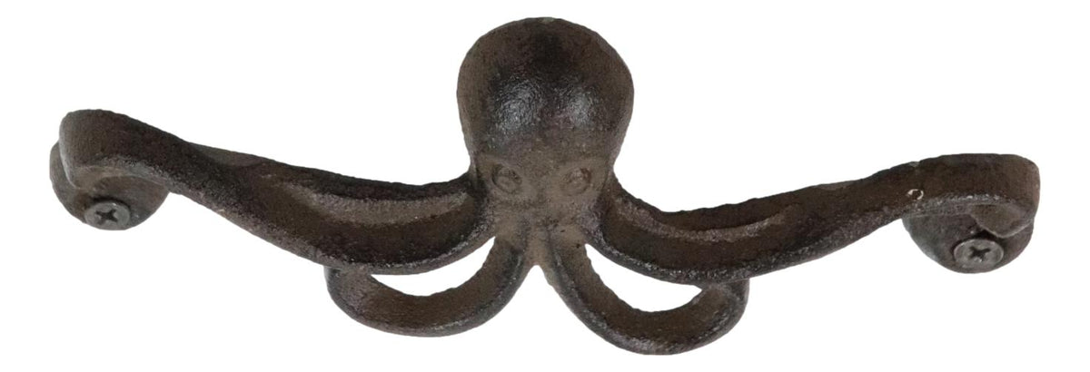 Set Of 4 Cast Iron Rustic Marine Sea Octopus Drawer Cabinet Door Knobs Hardware - Ebros Gift