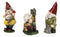 Set of 3 Forest Mischief Bad Naughty Gnomes Drunk Peeing and Pranking Figurines