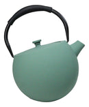 Pastel Green Minimalistic Tilted Round Cast Iron Teapot 28oz Tea Pot With Handle