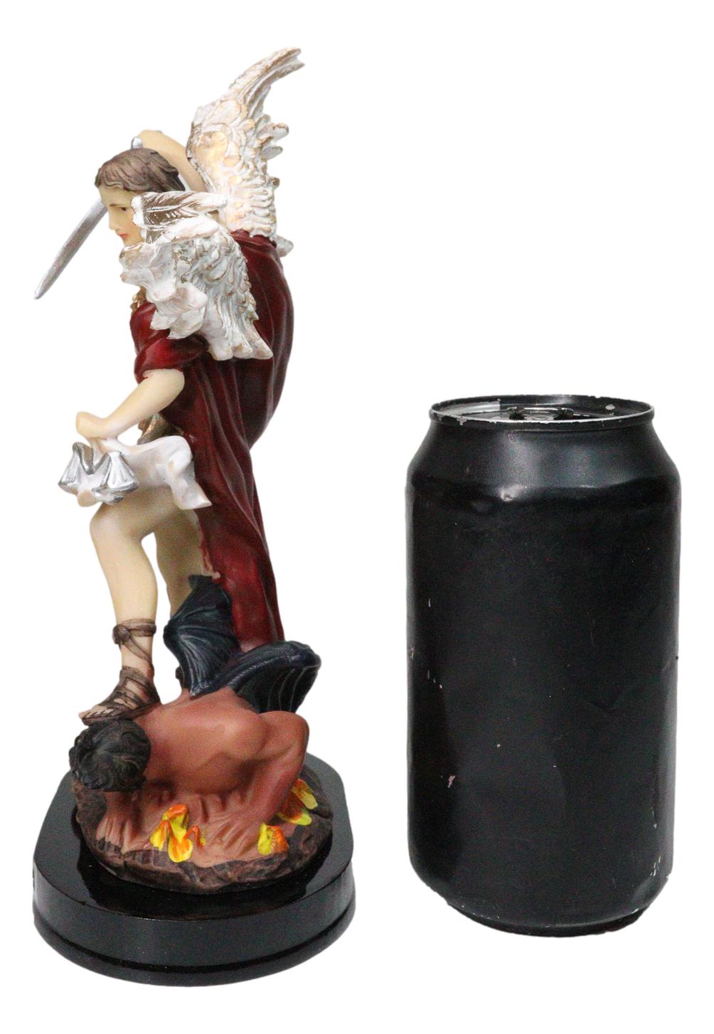 Archangel Saint Michael Trampling Satan With Sword And Scales Figurine 8"H