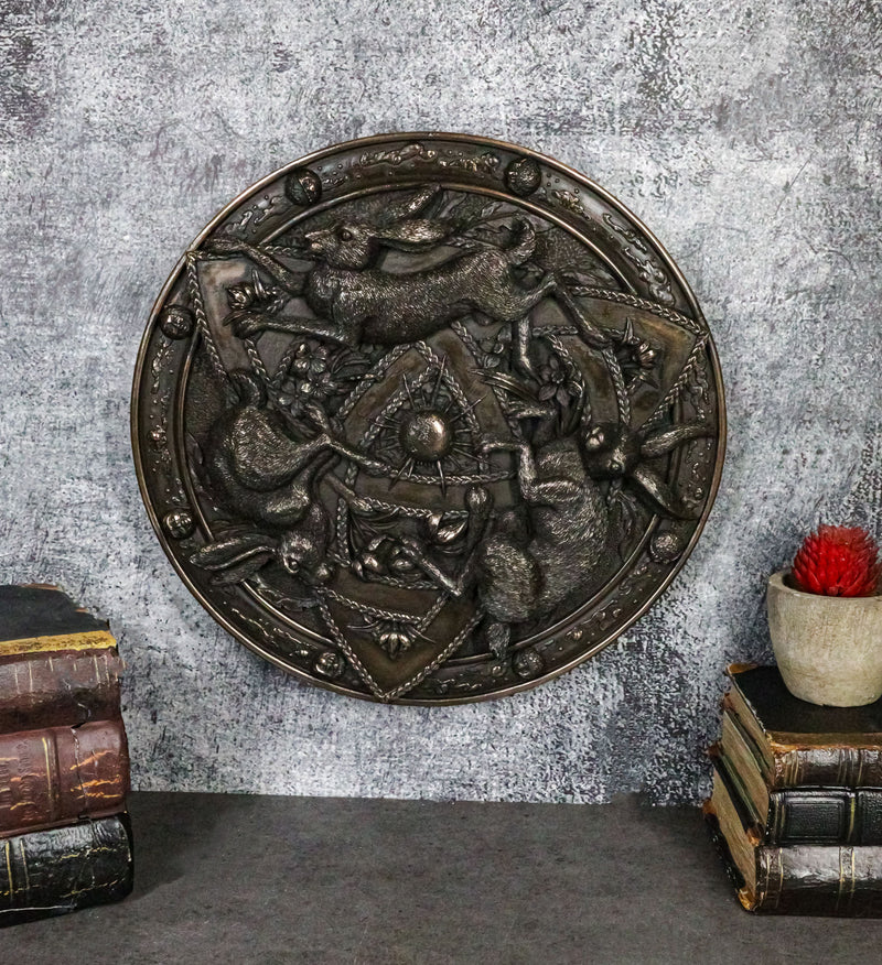 Faux Bronze Triquetra Three Hares Wheel Cycles Of Life Shield Wicca Wall Decor