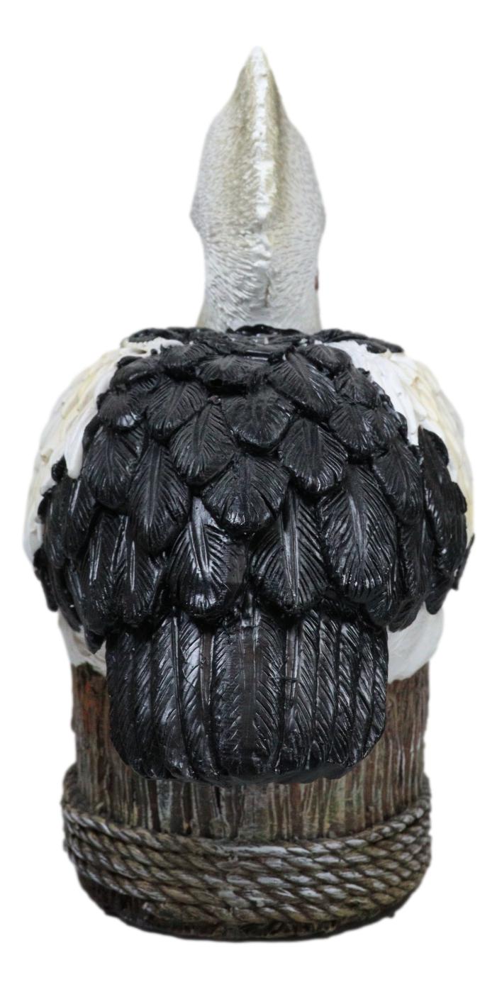 Coastal Marine Great White Pelican Sea Bird Perching On Getty Post Figurine