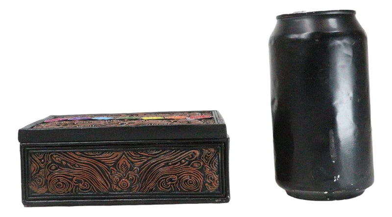 Metaphysical Rainbow 7 Chakra Zone Floral Scrollwork Tarot Cards Trinket Box