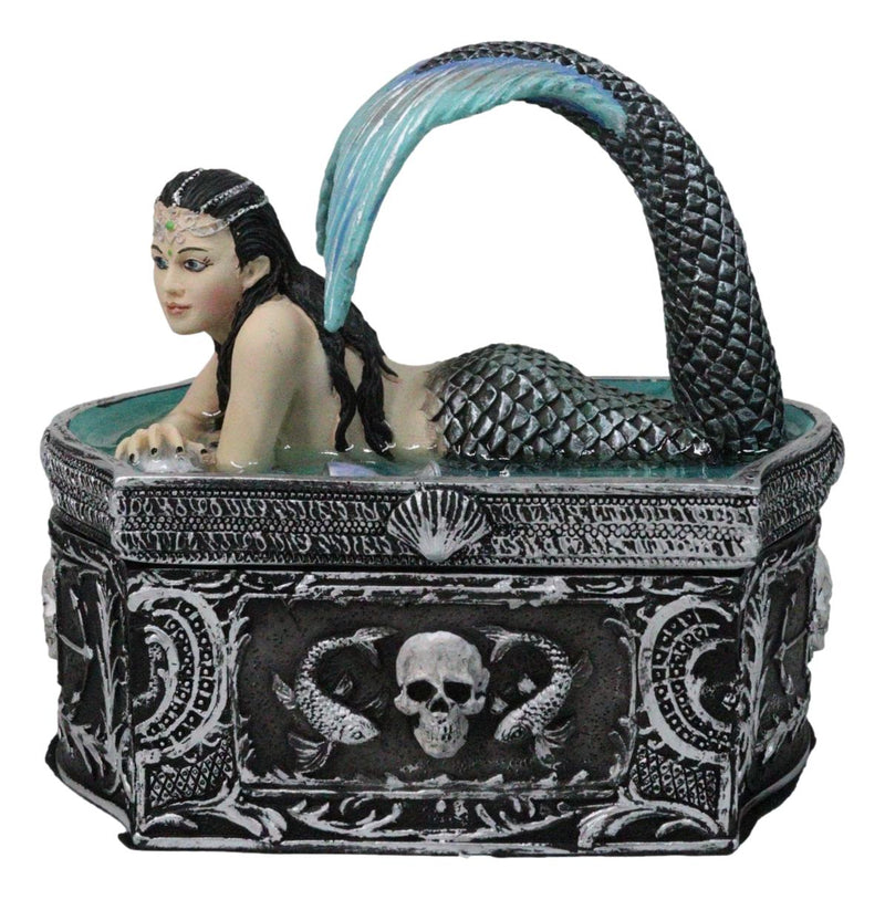 Hidden Depths Siren Mermaid On Still Water Necromancy Skull Decorative Box