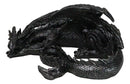 Medieval Fantasy Horned Black Soma Dragon At Repose Collectible Figurine 11"L