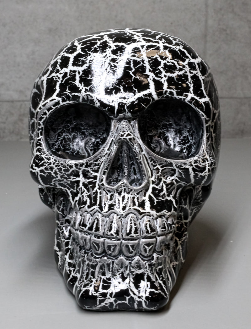 God of Lightning Thunder Bolt Punk Rock Black Skull Figurine Ossuary Macabre Art
