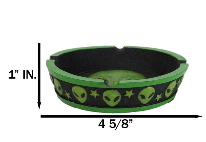 Green UFO Outer Space Colony Extra Terrestrial Roswell Alien Cigarette Ashtray