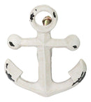Set Of 6 Distressed White Marine Sailor Ship Anchor Cabinet Door Pull Knobs