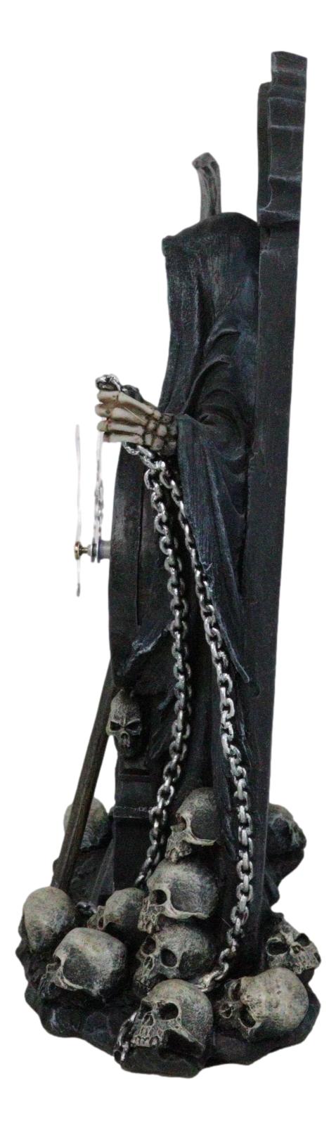 Black Death Grim Reaper With Scythe Time Waits For No Man Table Clock Figurine