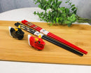 Red And Black Oriental Ryu Dragons Set of 2 Chopsticks And Ceramic Rests Set