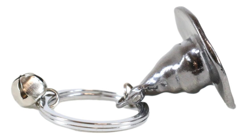 Set Of 2 Metal Wicca Occult Magic Witch Hat With Bell Keychains Key Rings